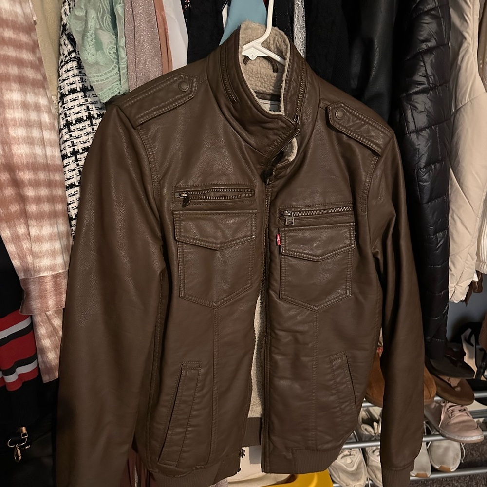 Levi's Brown Military Field Jacket with Stand-Up Collar